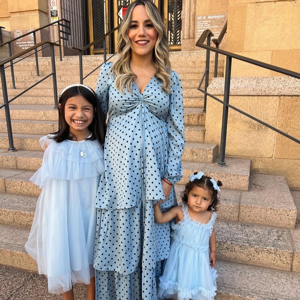 Blue Polka Dot Maternity Dress